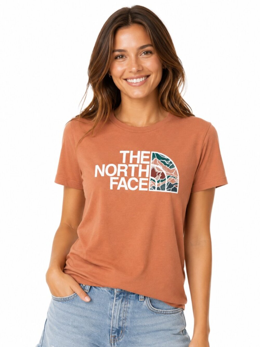 The North Face Women's Rust Orange Graphic Logo Tee Size M